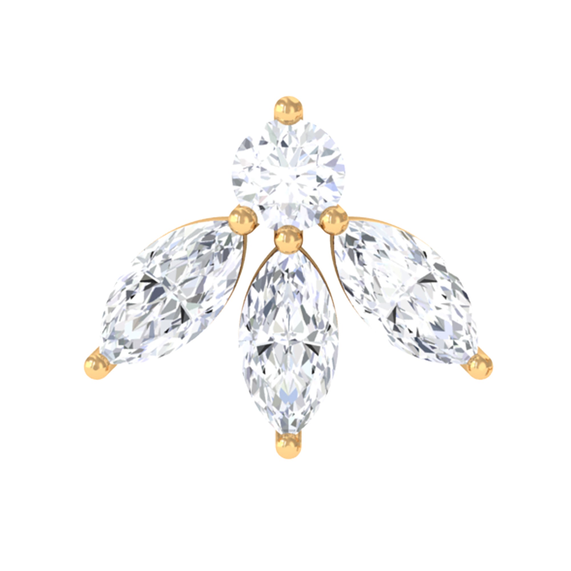 Round Marquise Moissanite Flower Piercing Earring