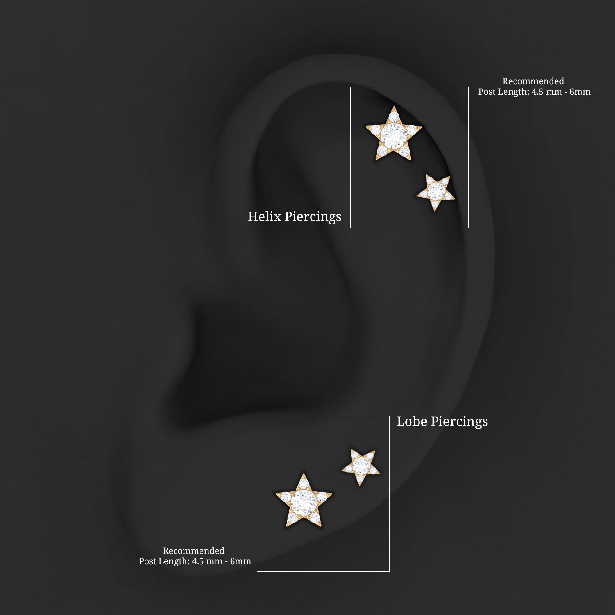 Moissanite Star Earring for Helix Piercing