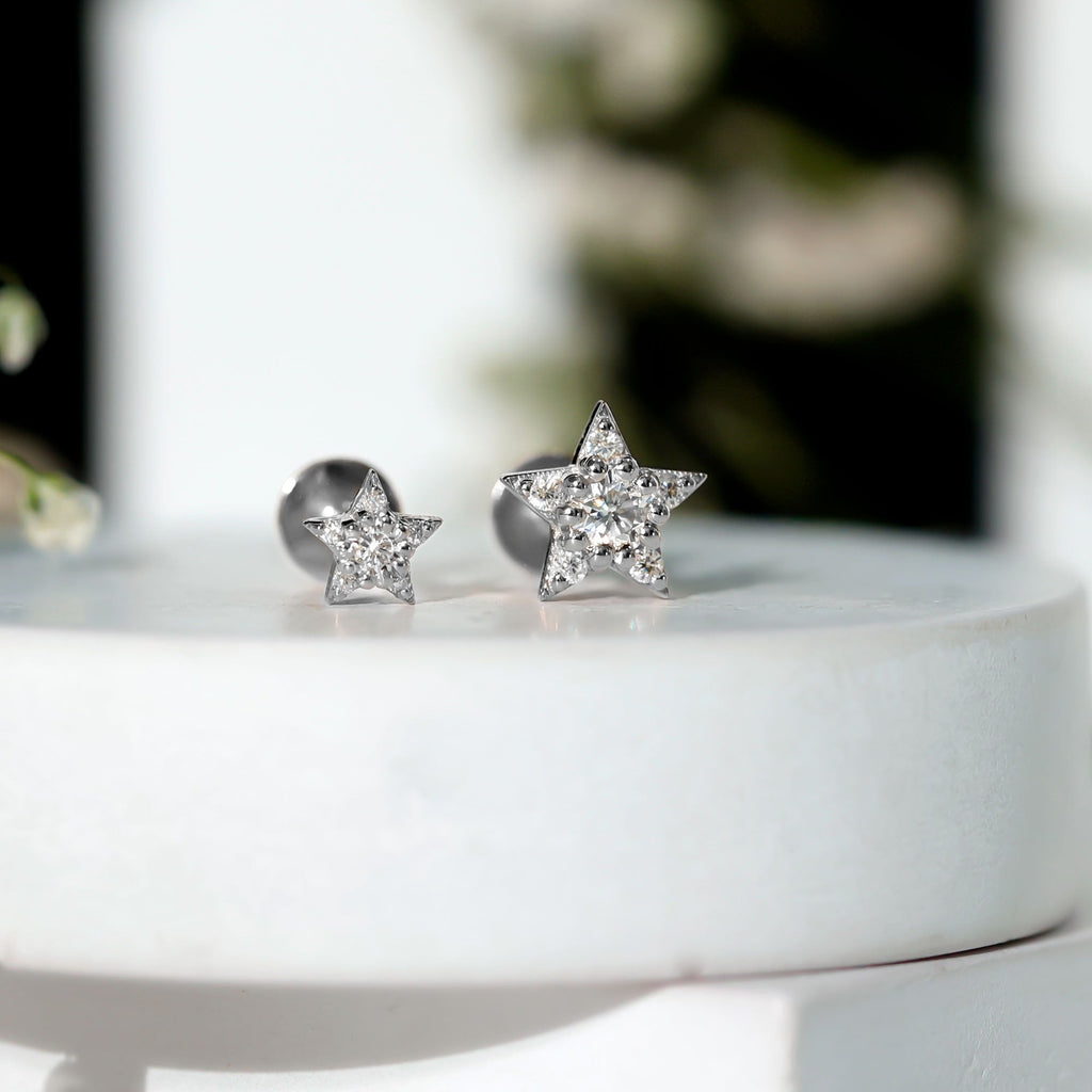 Moissanite Star Earring for Helix Piercing