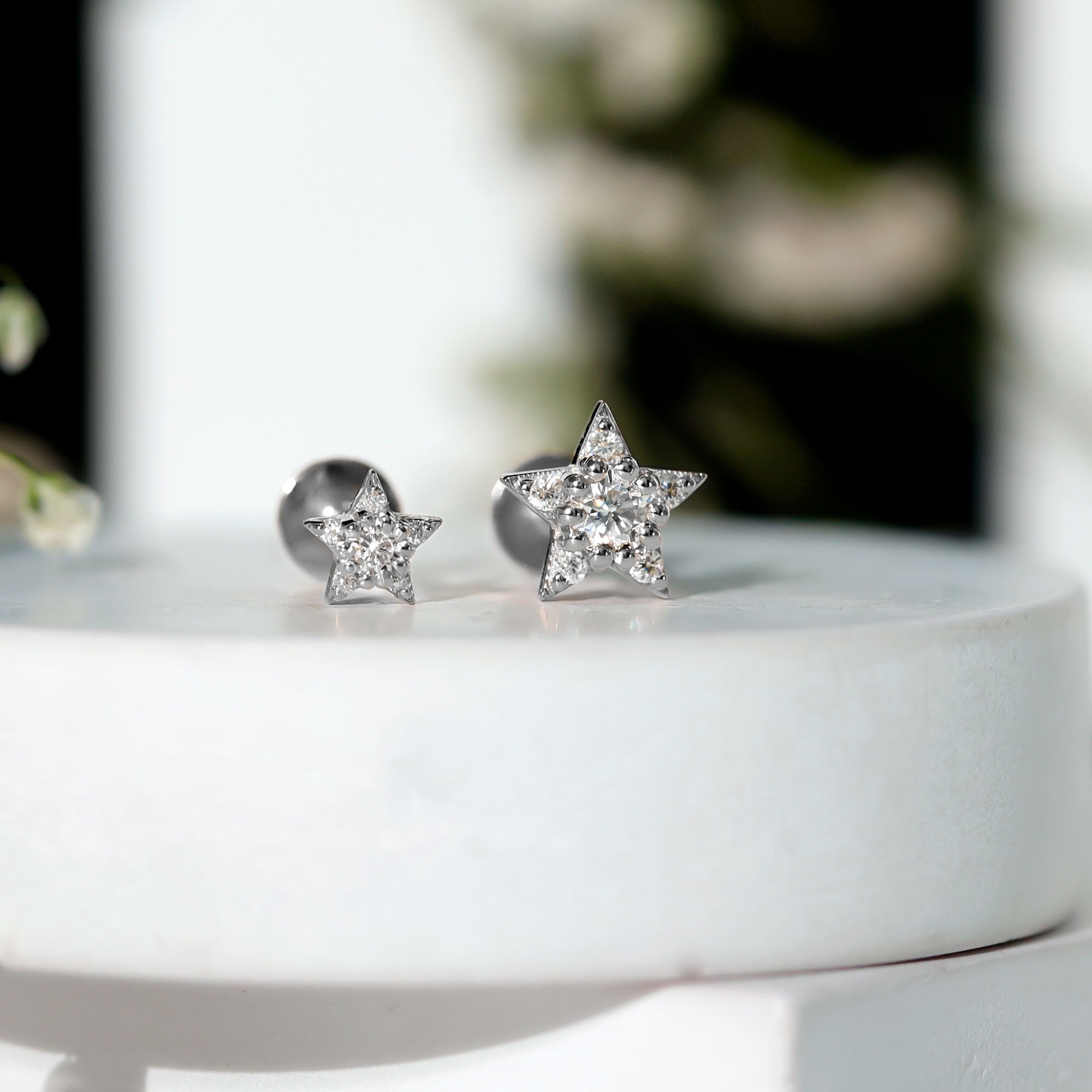 Moissanite Star Earring for Helix Piercing