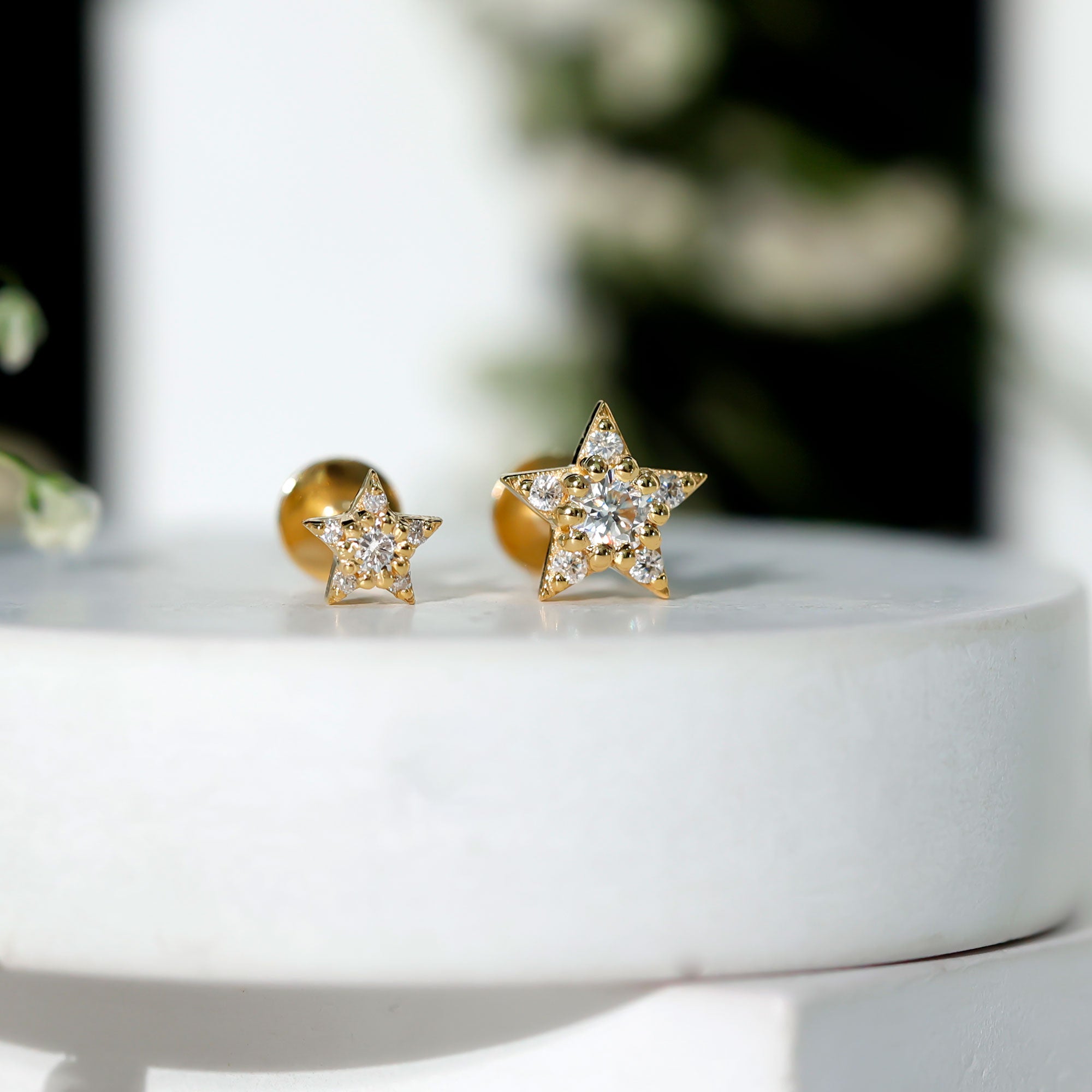 Moissanite Star Earring for Helix Piercing