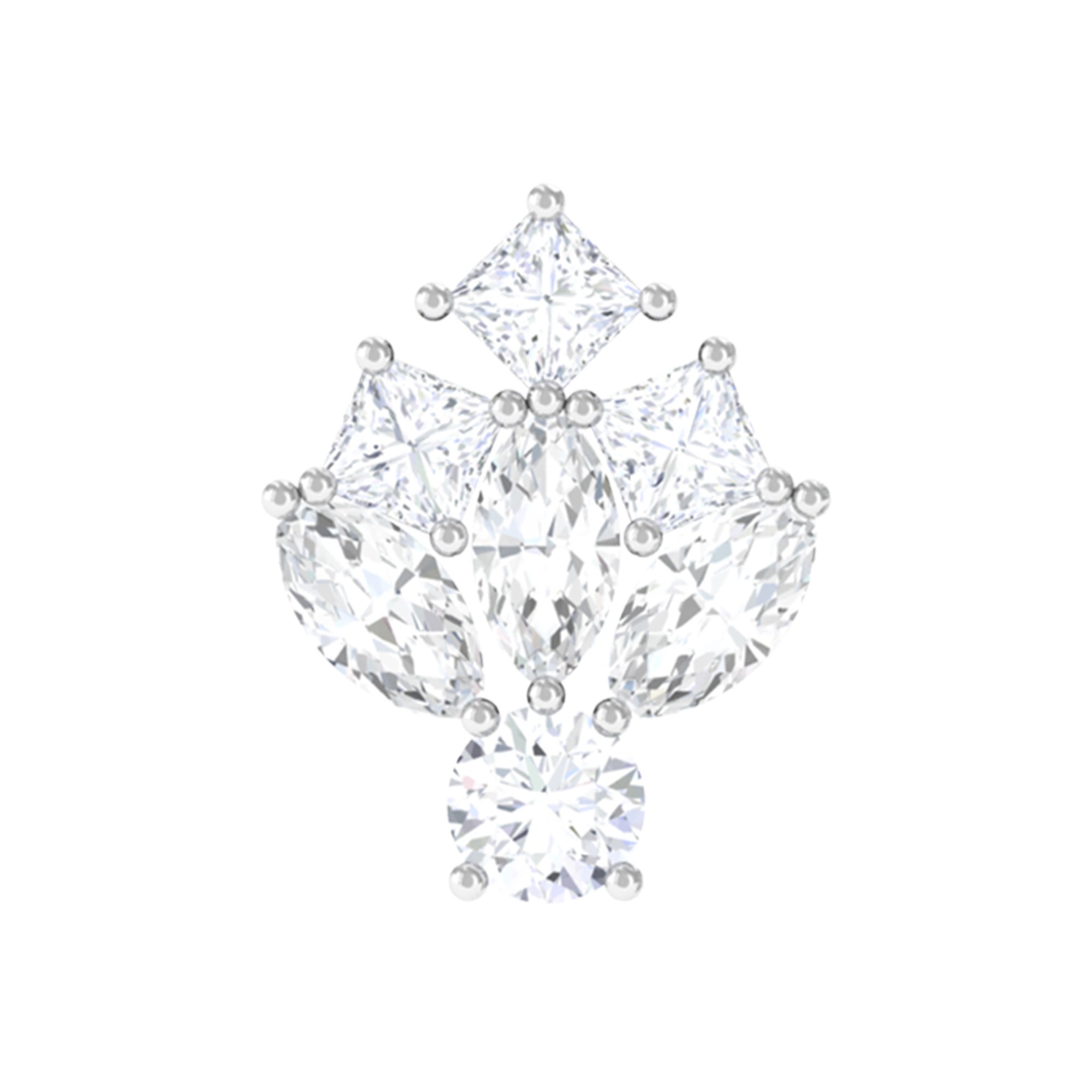 Moissanite Cluster Earring for Upper Lobe Piercing