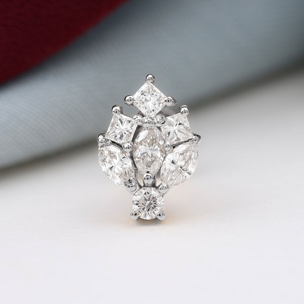 Moissanite Cluster Earring for Upper Lobe Piercing