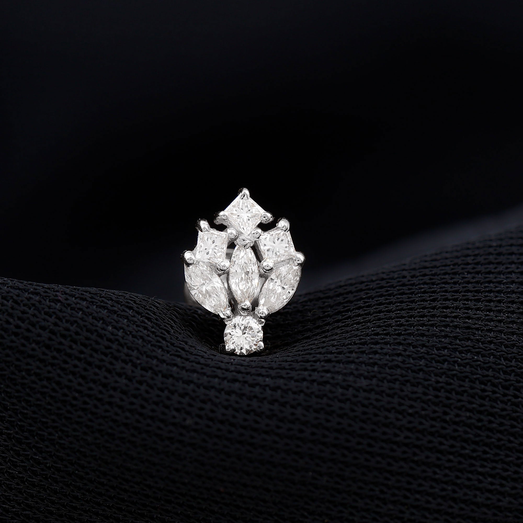 Moissanite Cluster Earring for Upper Lobe Piercing