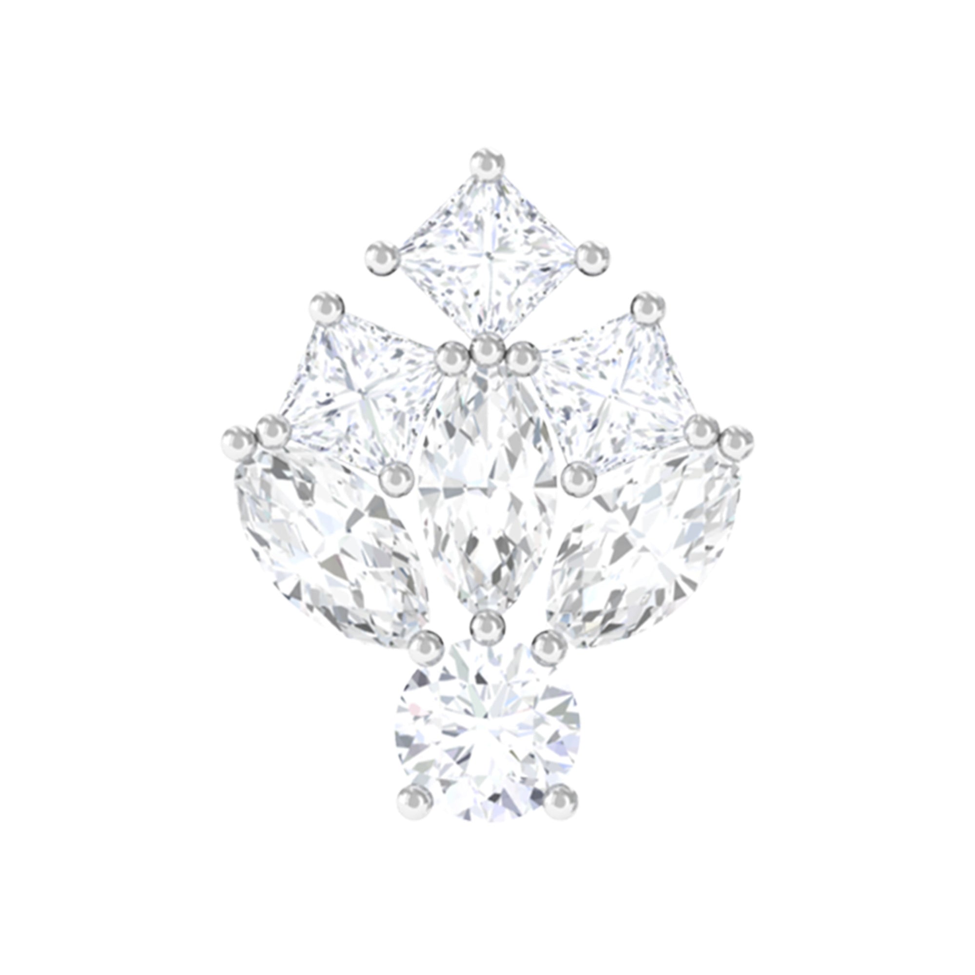 Moissanite Cluster Earring for Upper Lobe Piercing