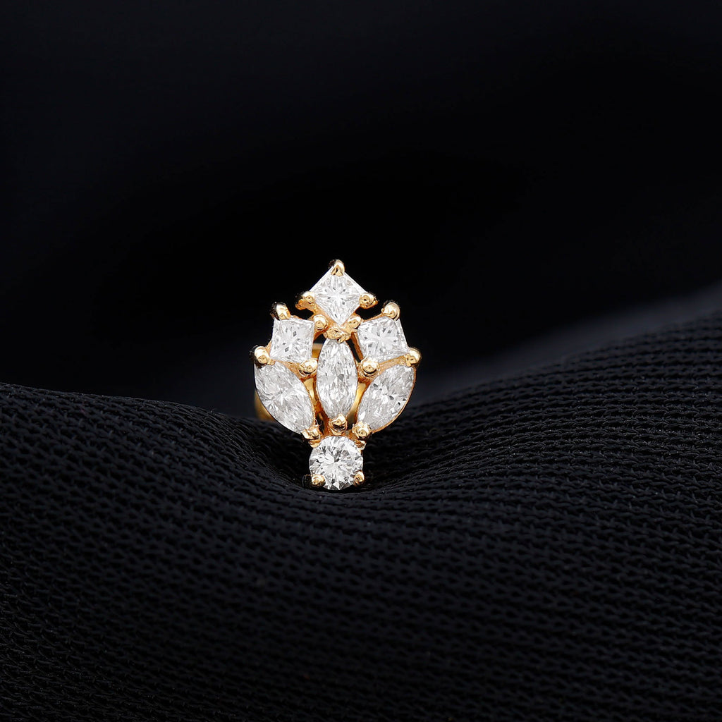 Moissanite Cluster Earring for Upper Lobe Piercing