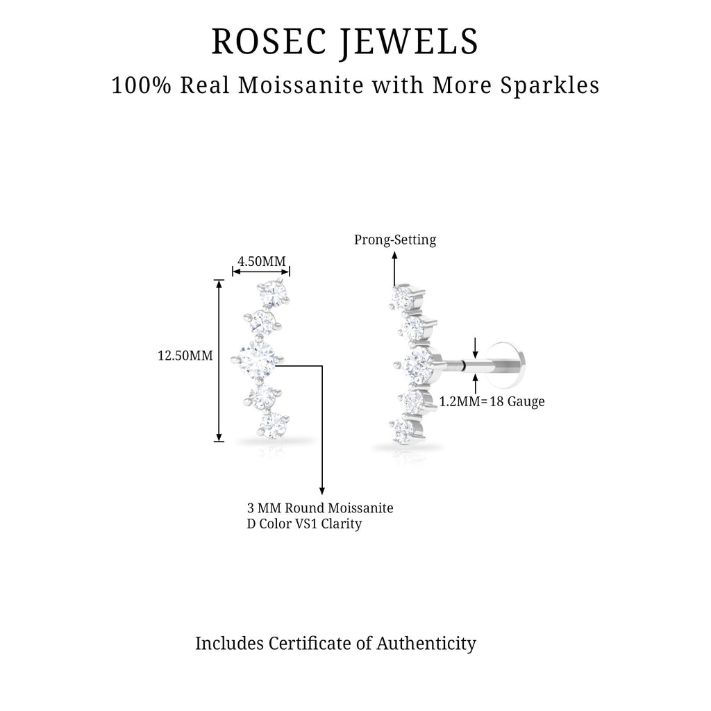 Graduated Style Moissanite Crawler Earring