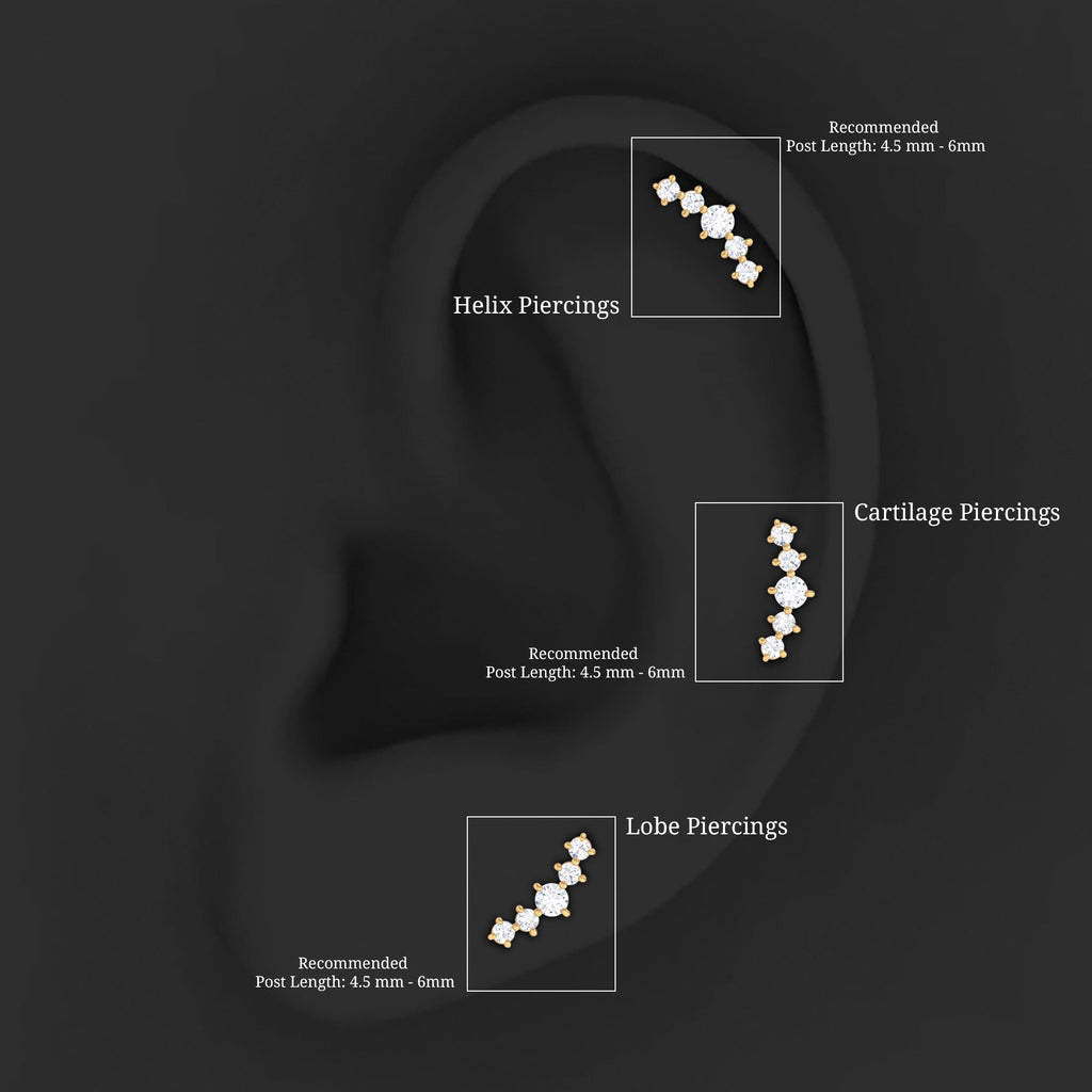 Graduated Style Moissanite Crawler Earring