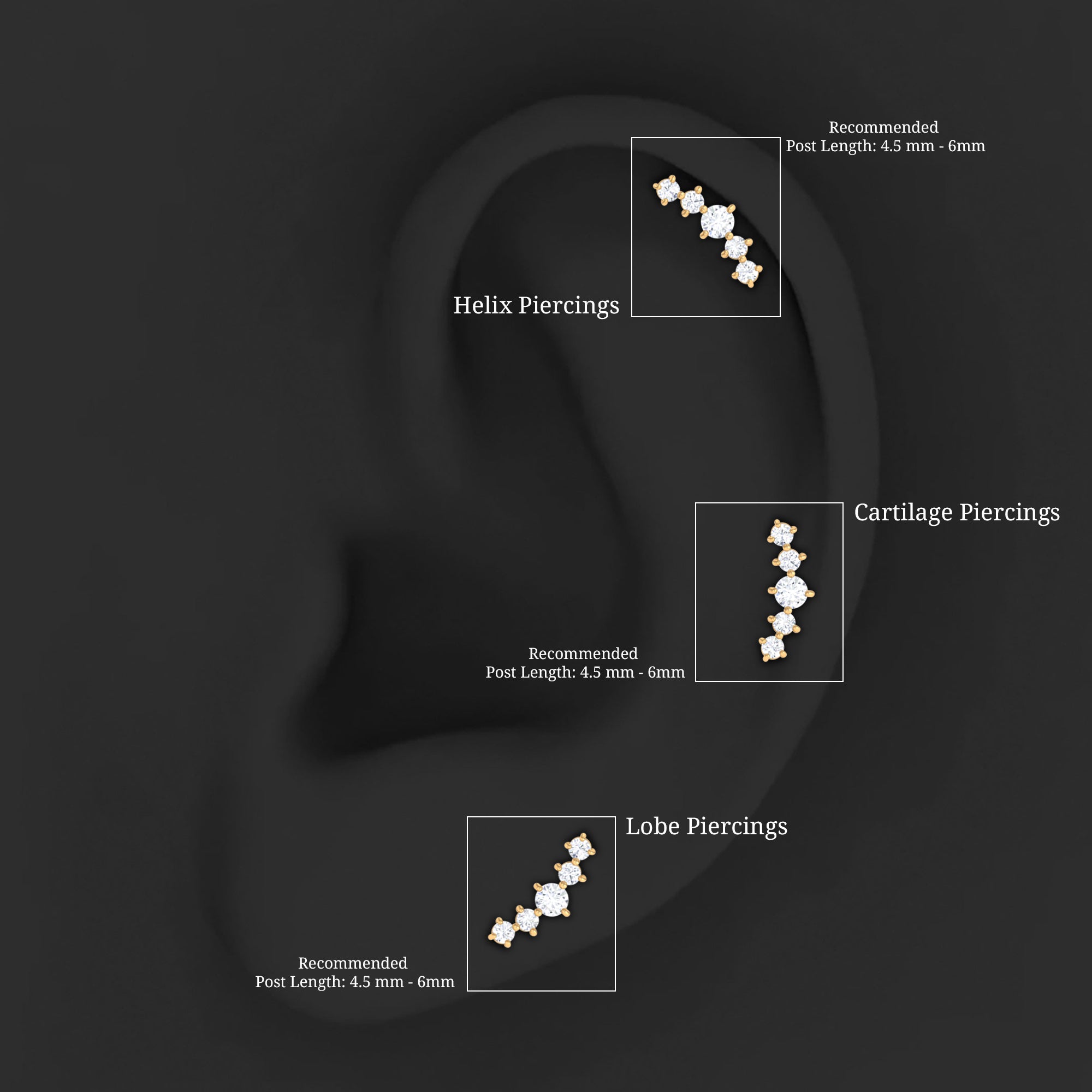 Graduated Style Moissanite Crawler Earring