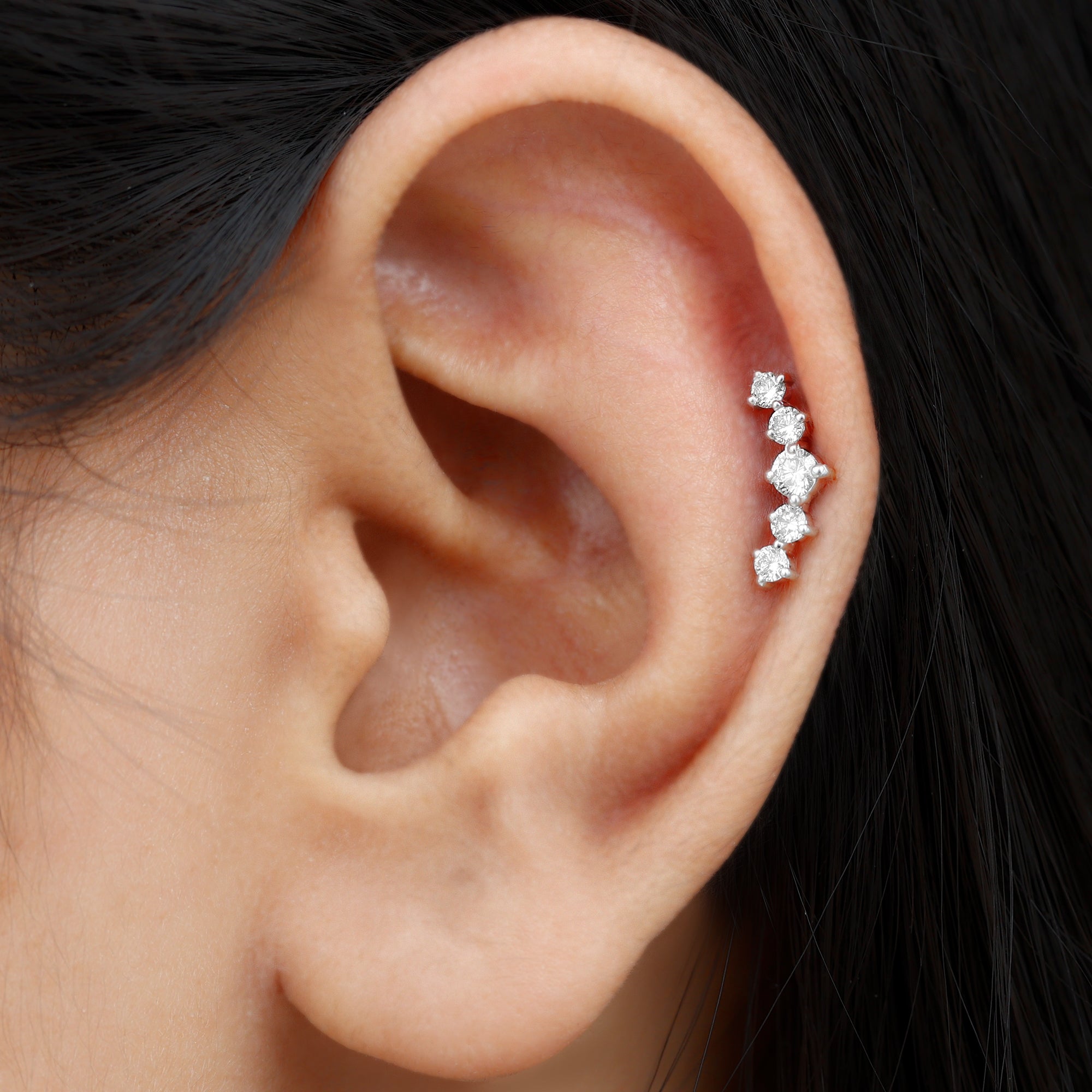 Graduated Style Moissanite Crawler Earring