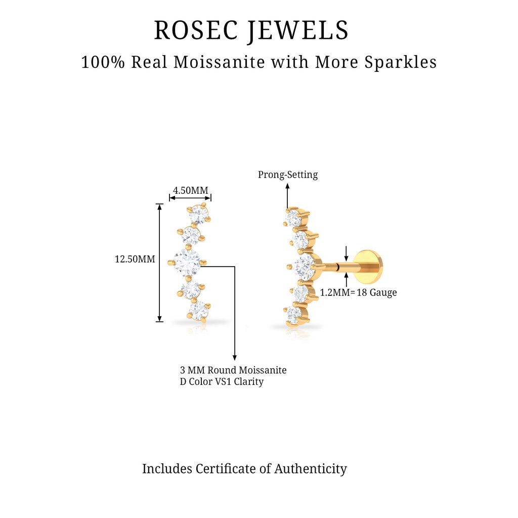 Graduated Style Moissanite Crawler Earring