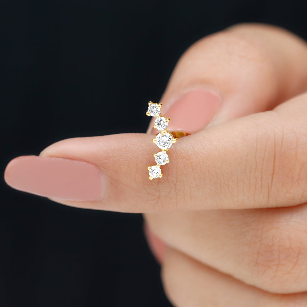 Graduated Style Moissanite Crawler Earring