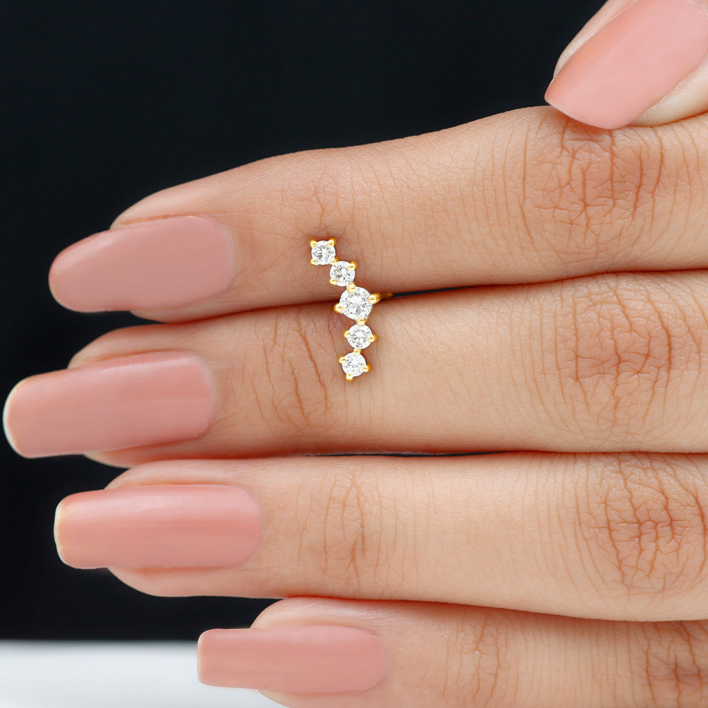 Graduated Style Moissanite Crawler Earring