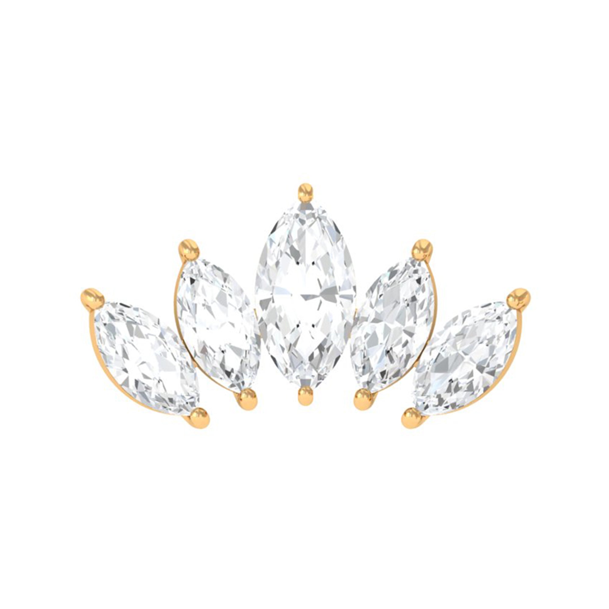 Marquise Moissanite Leaf Ear Crawler Earring