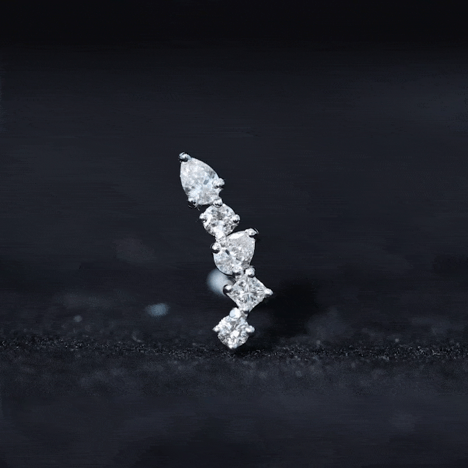 Unique Diamond Crawler Earring for Helix Piercing