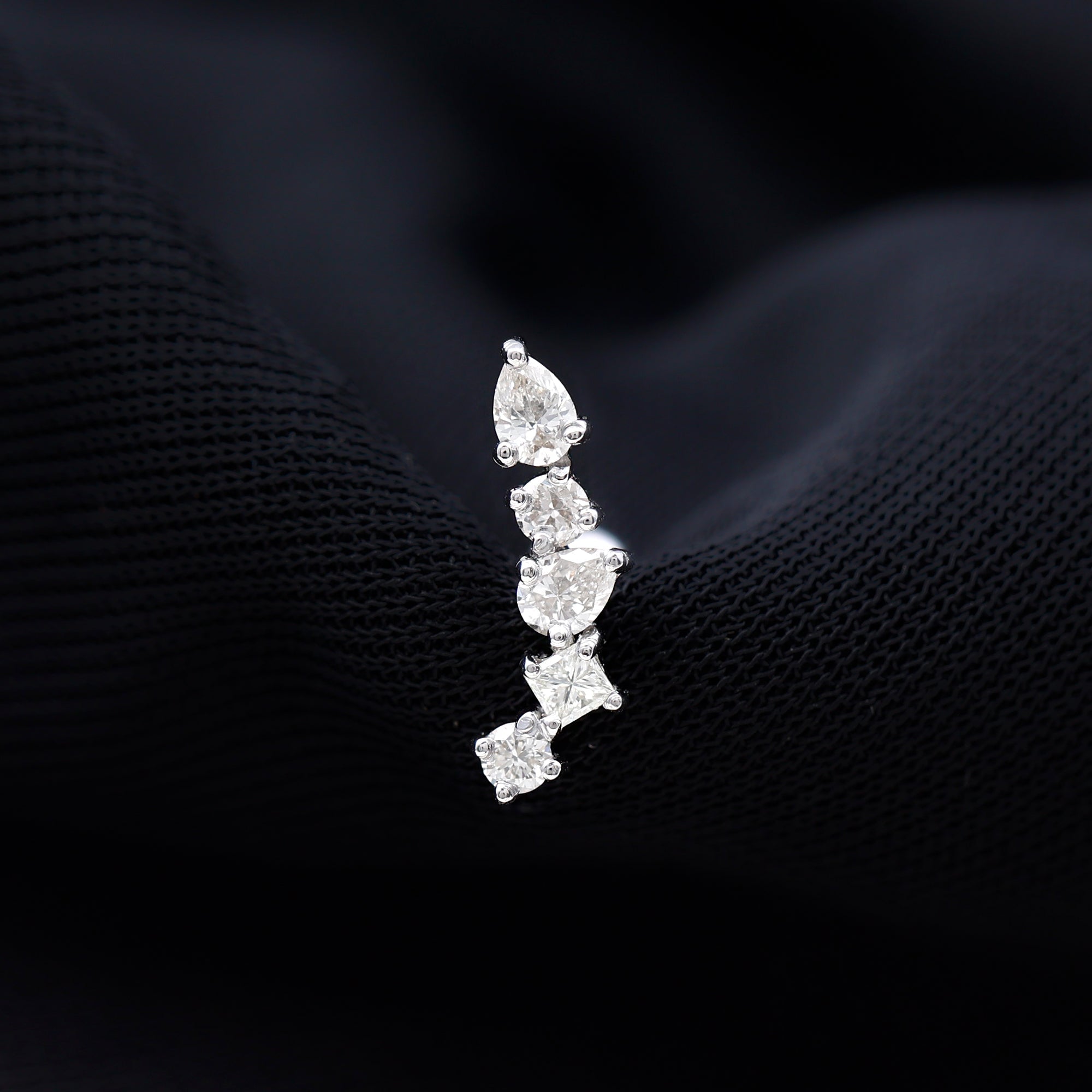 Unique Diamond Crawler Earring for Helix Piercing