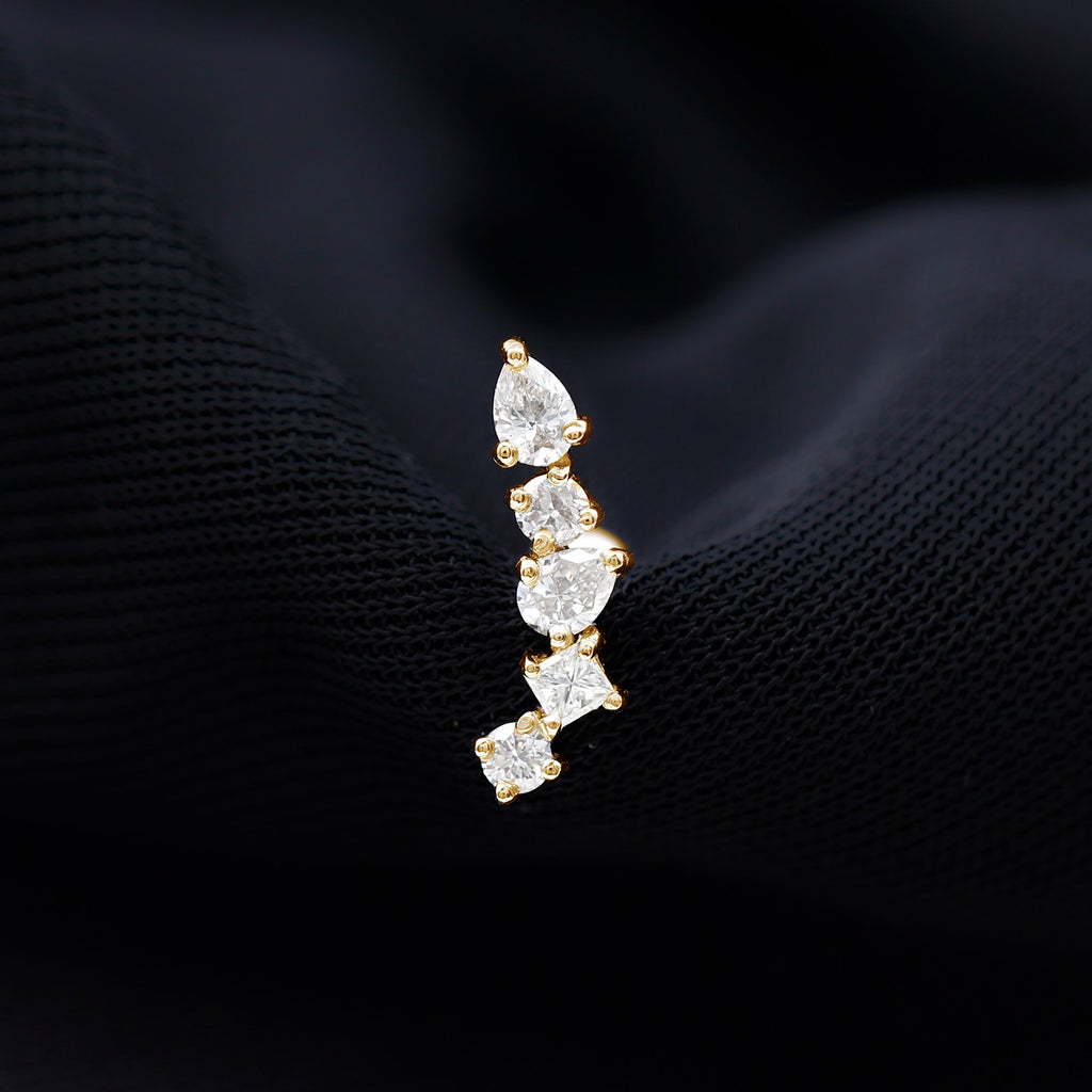 Unique Diamond Crawler Earring for Helix Piercing