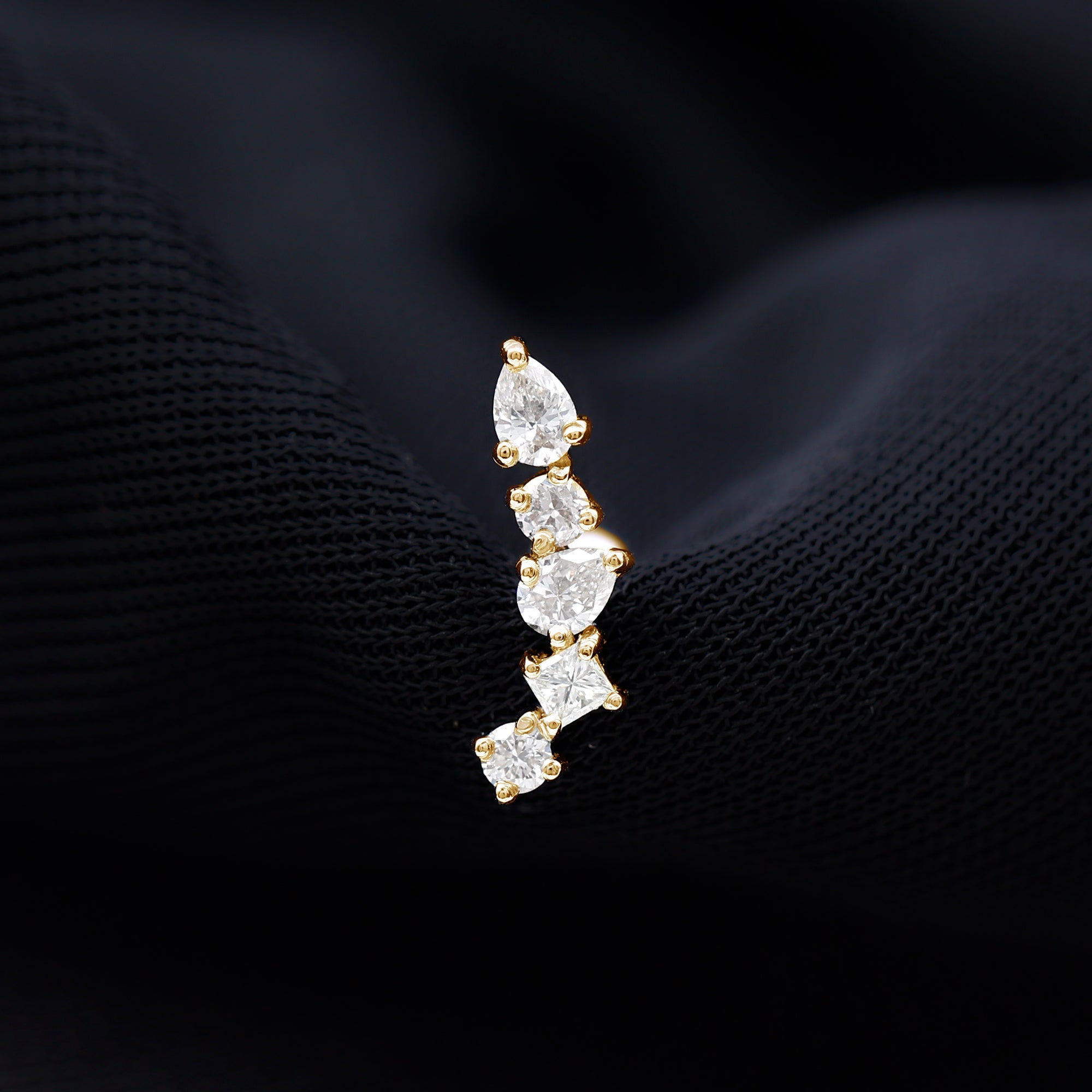 Unique Diamond Crawler Earring for Helix Piercing