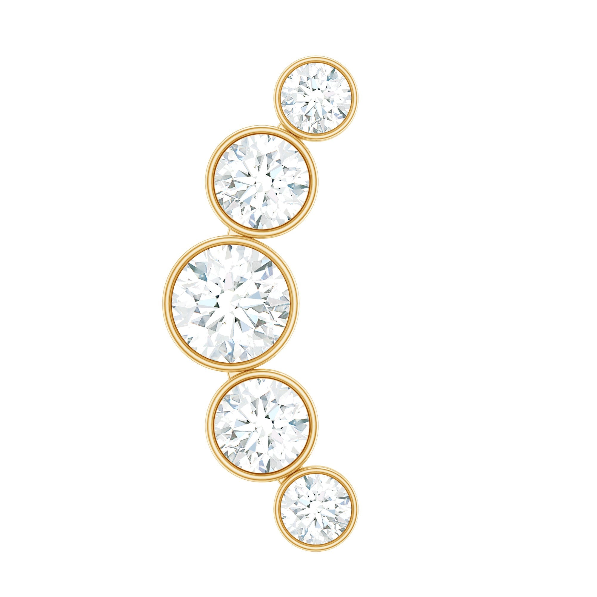 Graduated Diamond Ear Climber Earring in Bezel Setting