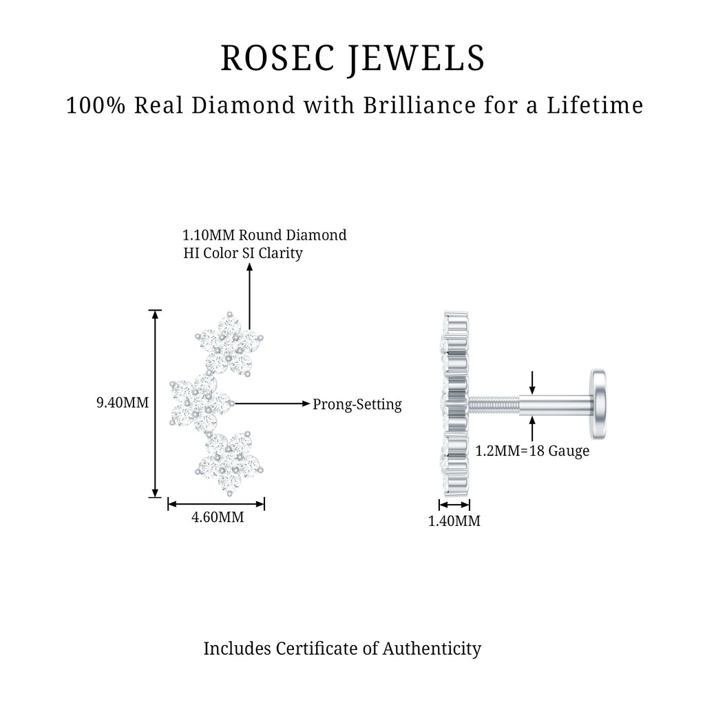 Helix Flower Crawler Earring with Diamond