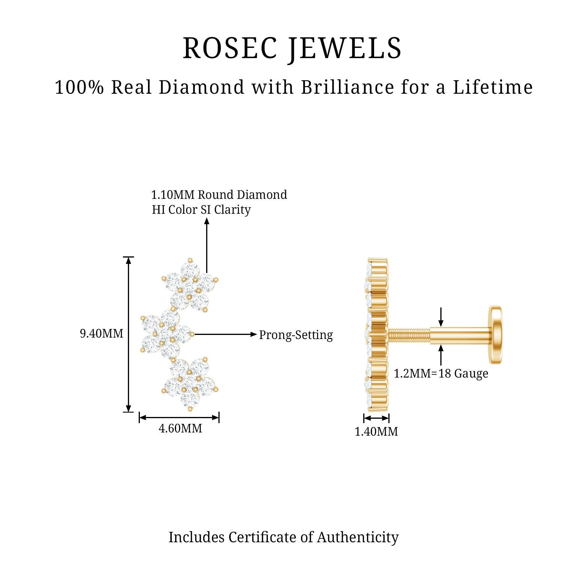 Helix Flower Crawler Earring with Diamond