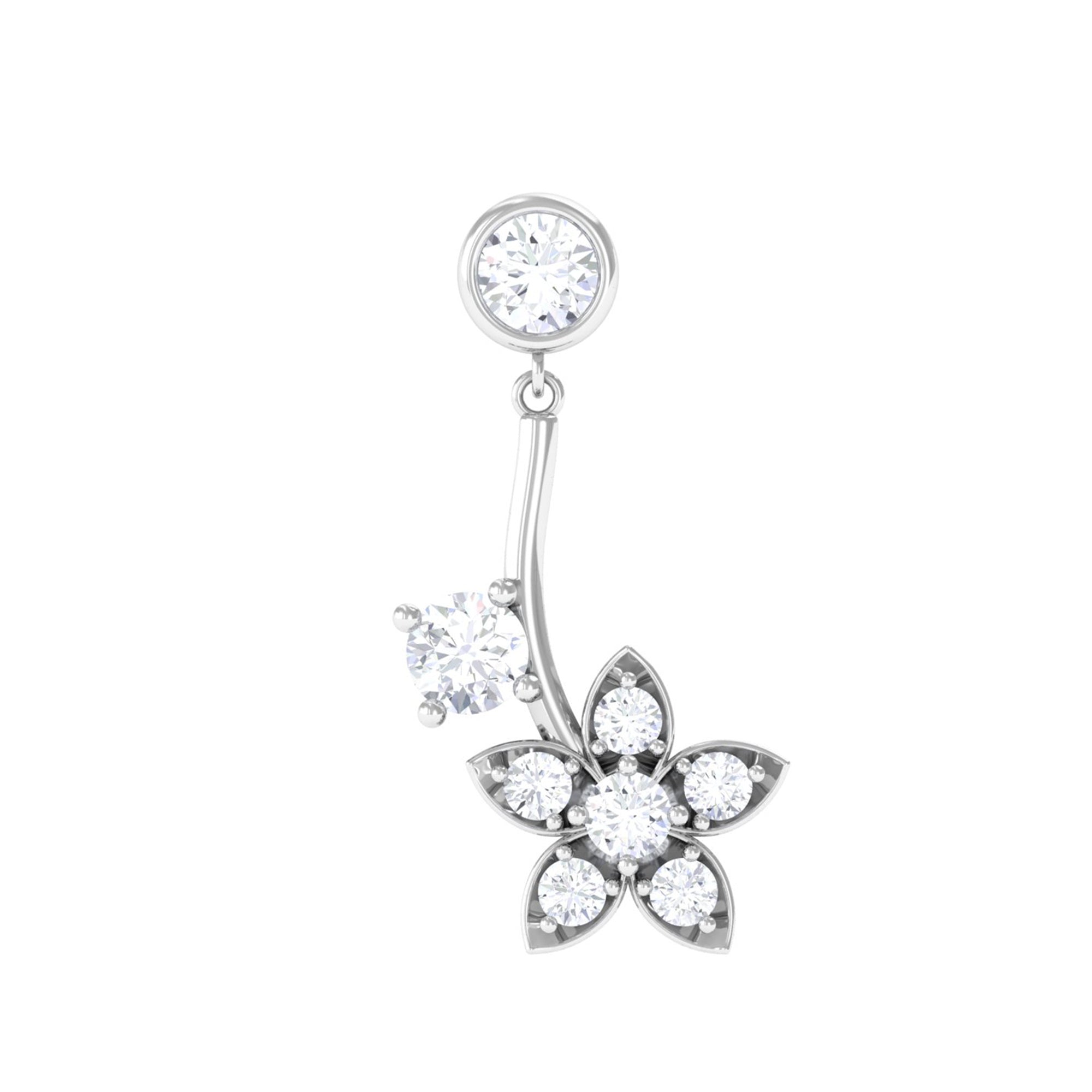 Diamond Floral Drop Earring for Cartilage Piercing