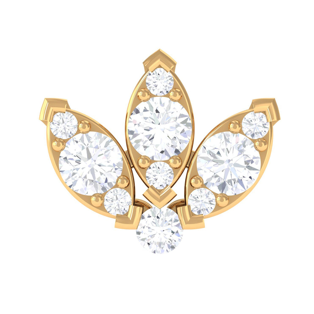 Certified Diamond Lotus Flower Earring with Flat Back