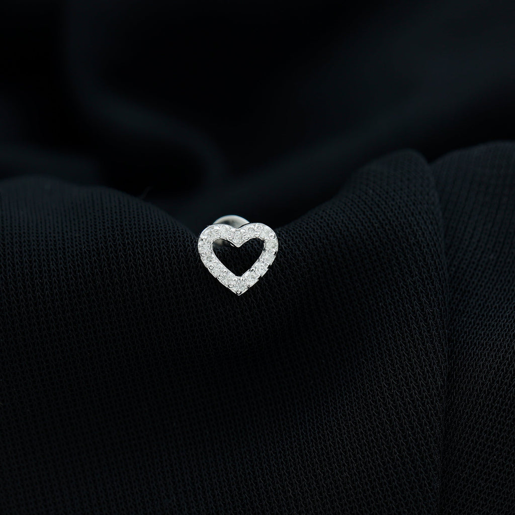 Cute Diamond Open Heart Earring for Helix Piercing