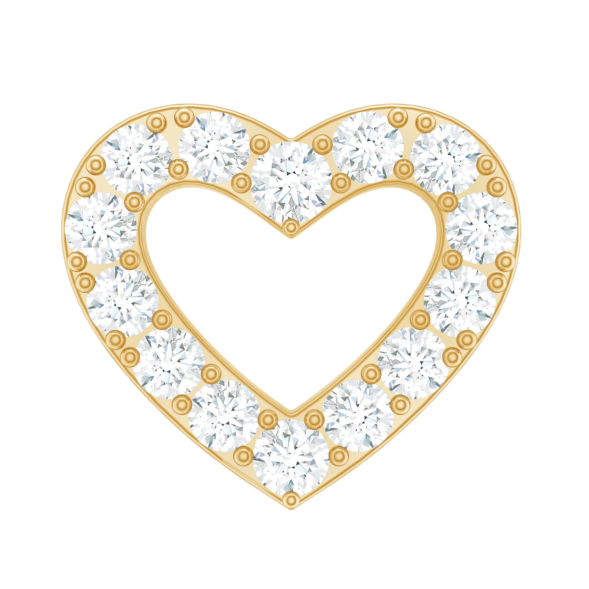 Cute Diamond Open Heart Earring for Helix Piercing