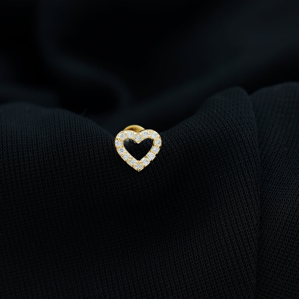 Cute Diamond Open Heart Earring for Helix Piercing