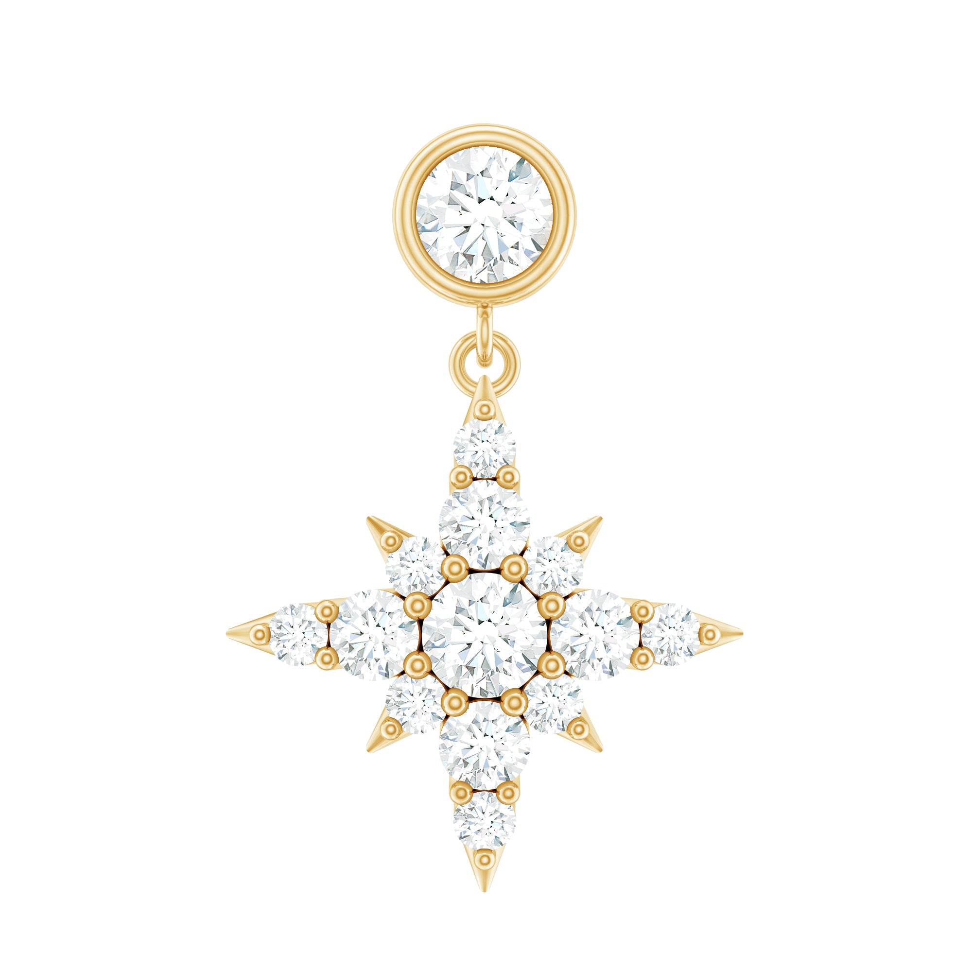 Certified Diamond Starburst Drop Earring for Helix Piercing