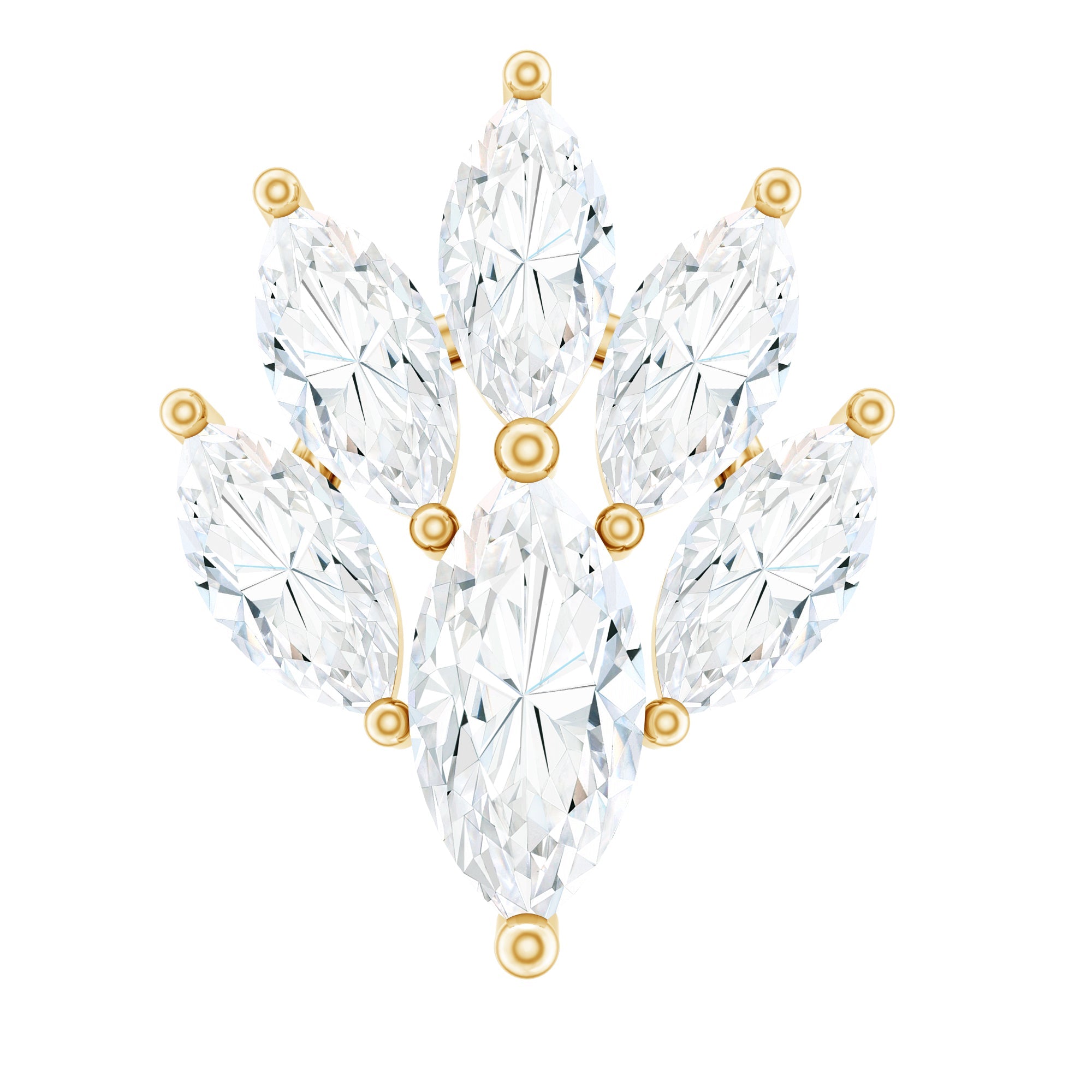 Marquise Diamond Leaf Cluster Helix Earring