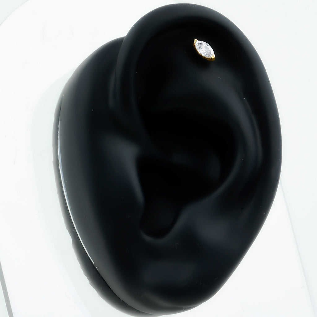 Marquise Diamond Solitaire Earring for Helix Piercing