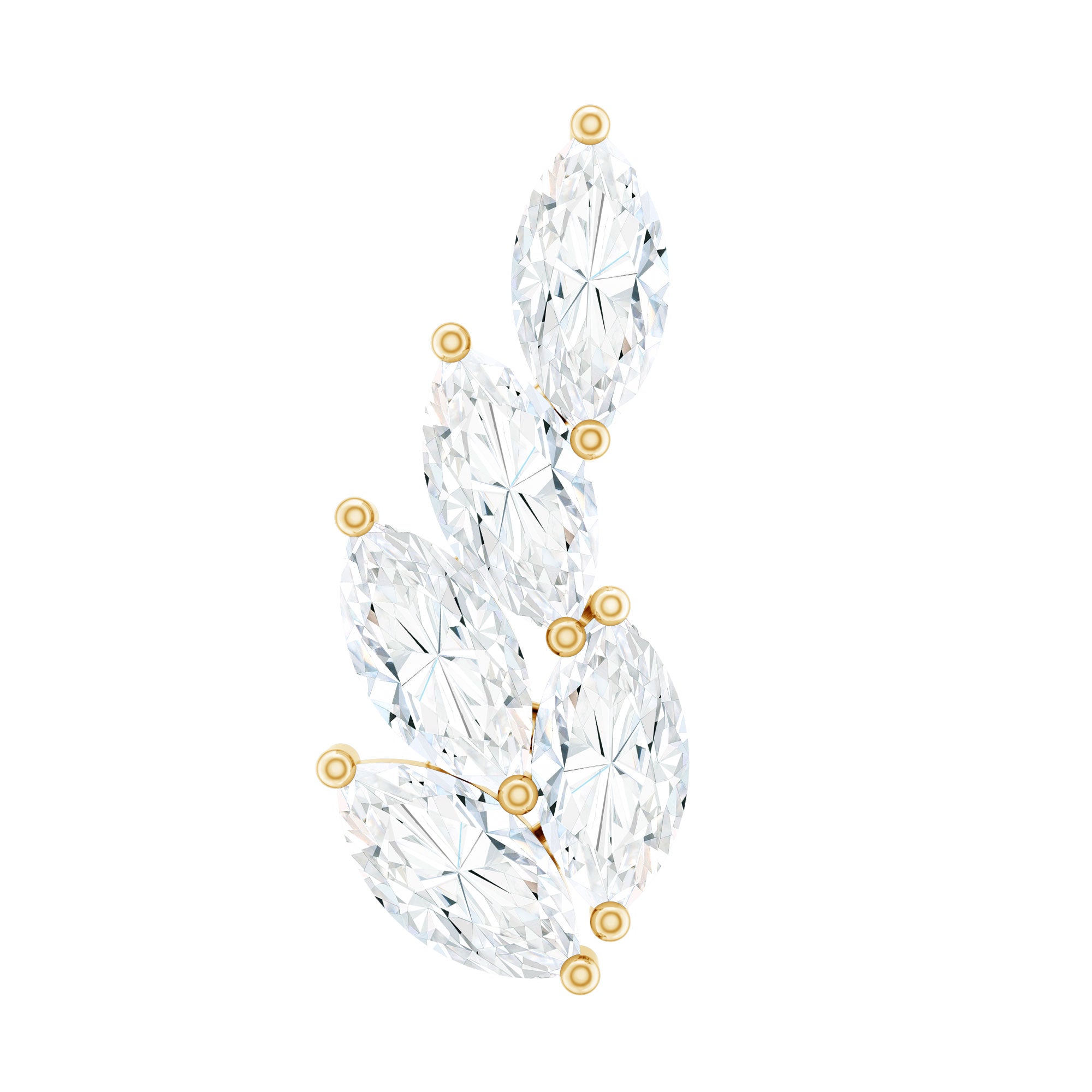 Marquise Diamond Leaf Cluster Earring for Helix Piercing