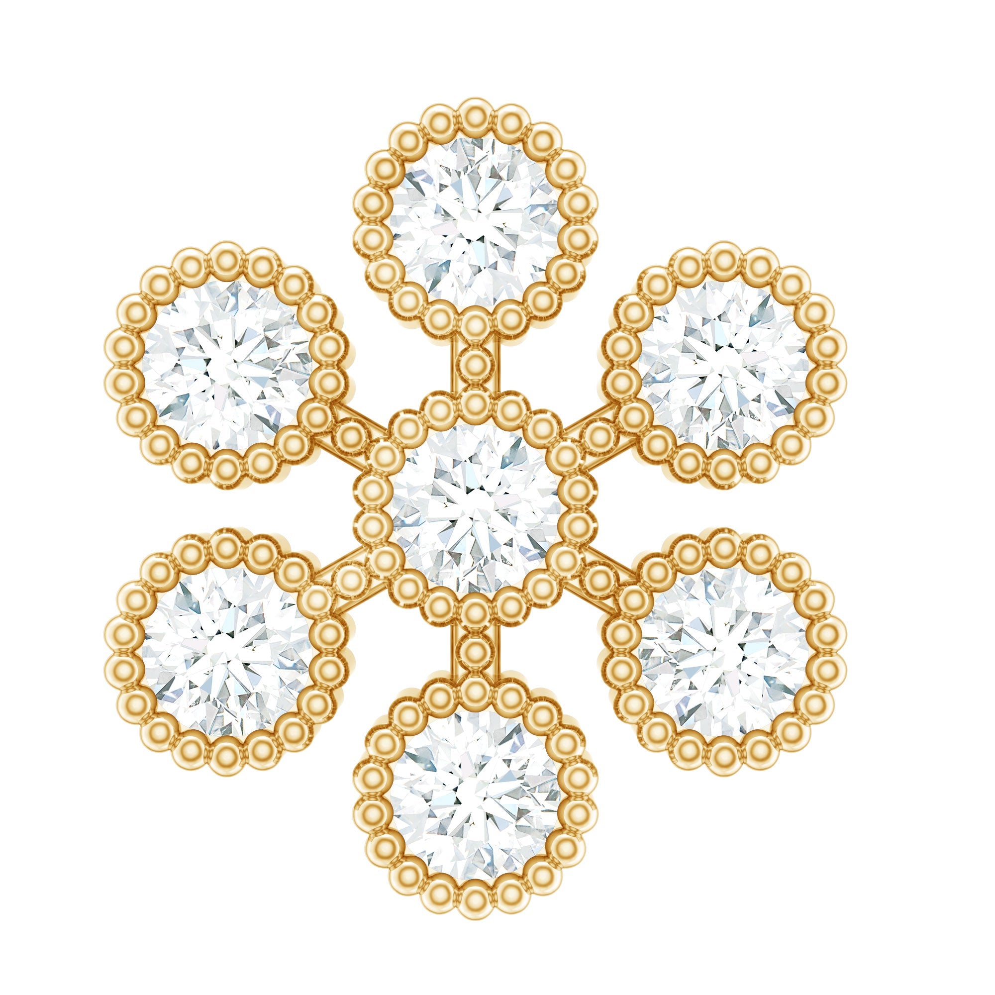 Round Diamond Flower Earring in Beaded Bezel Setting