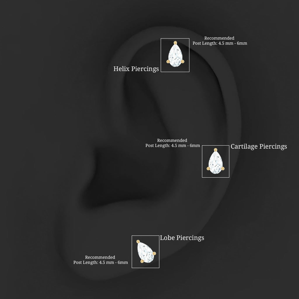 Solitaire Pear Shape Diamond Earring for Tragus Piercing