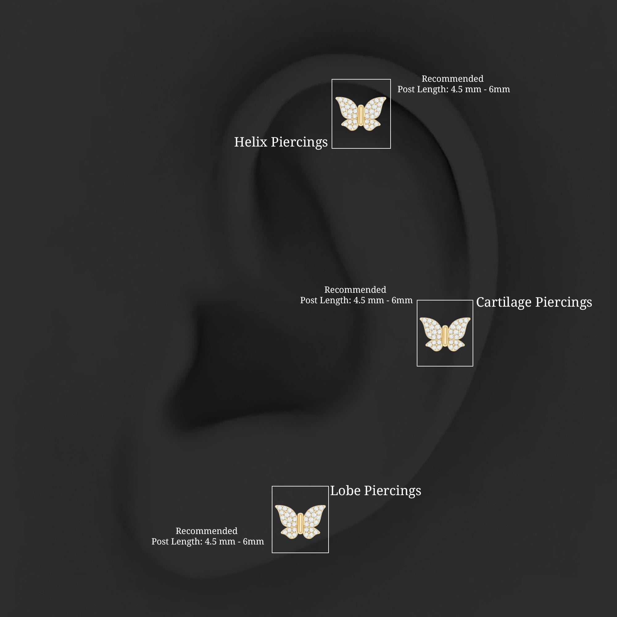 Certified Diamond Butterfly Cartilage Earring