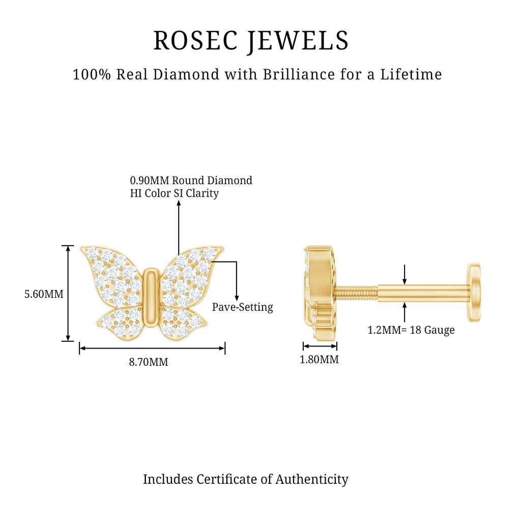 Certified Diamond Butterfly Cartilage Earring