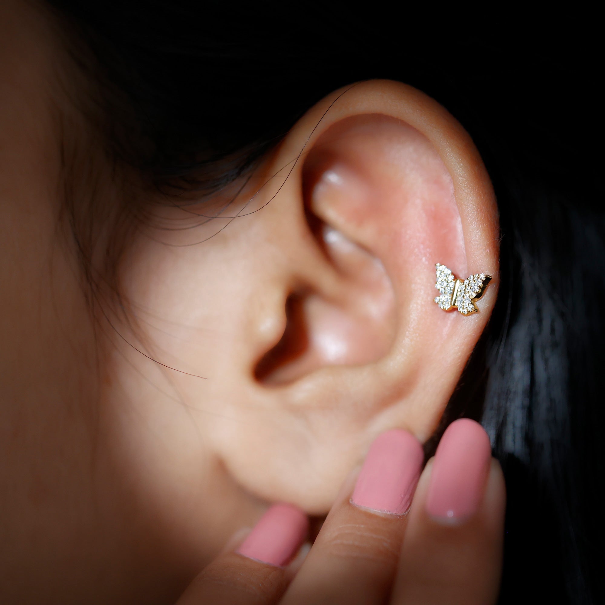 Certified Diamond Butterfly Cartilage Earring