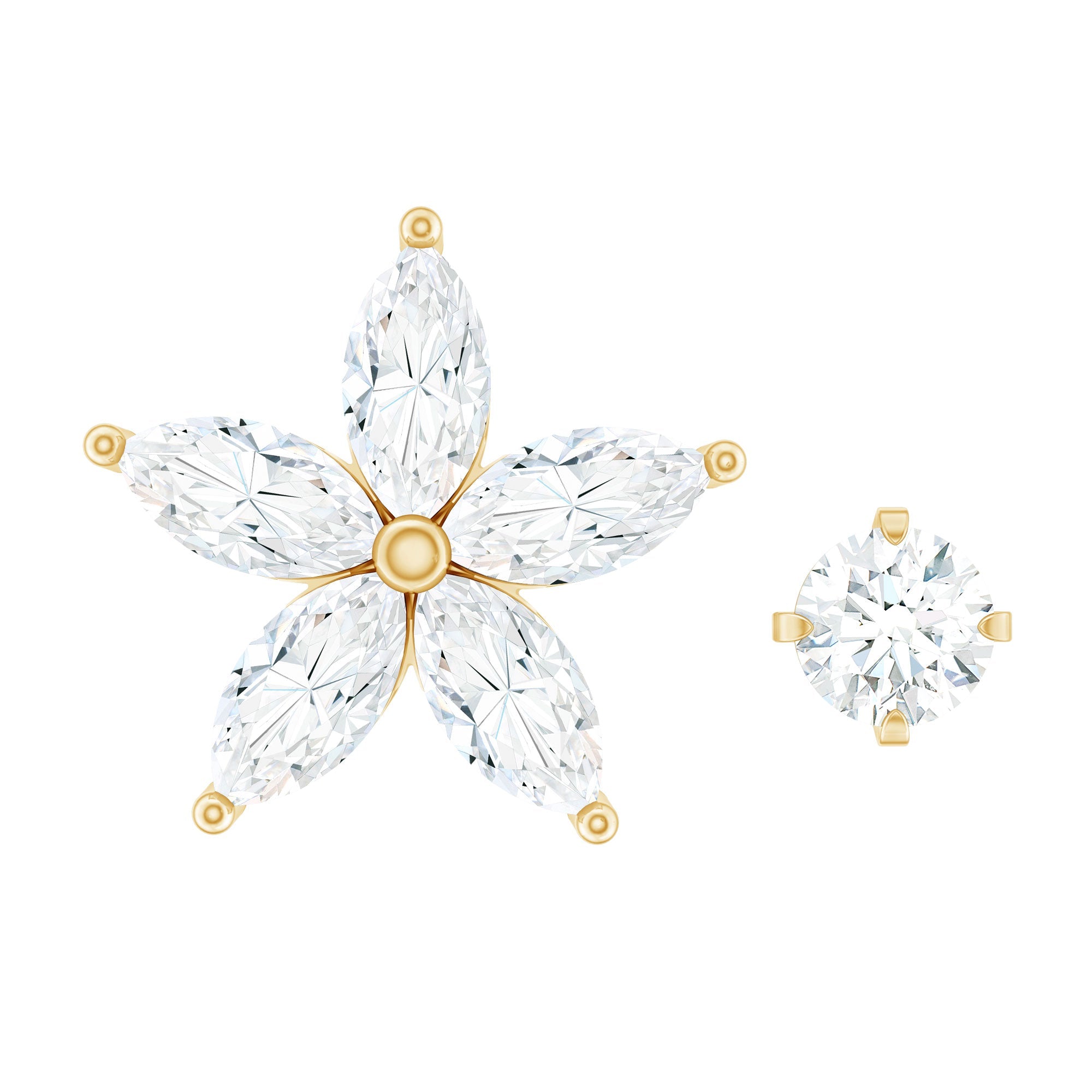 Marquise Diamond Flower Cartilage Earring Set