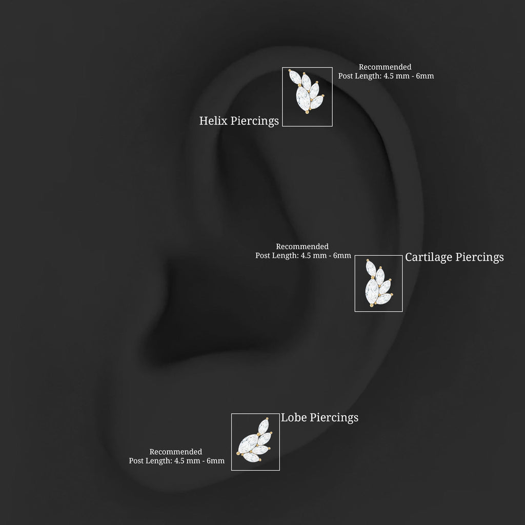 Marquise Diamond Cluster Helix Earring with Flat Back