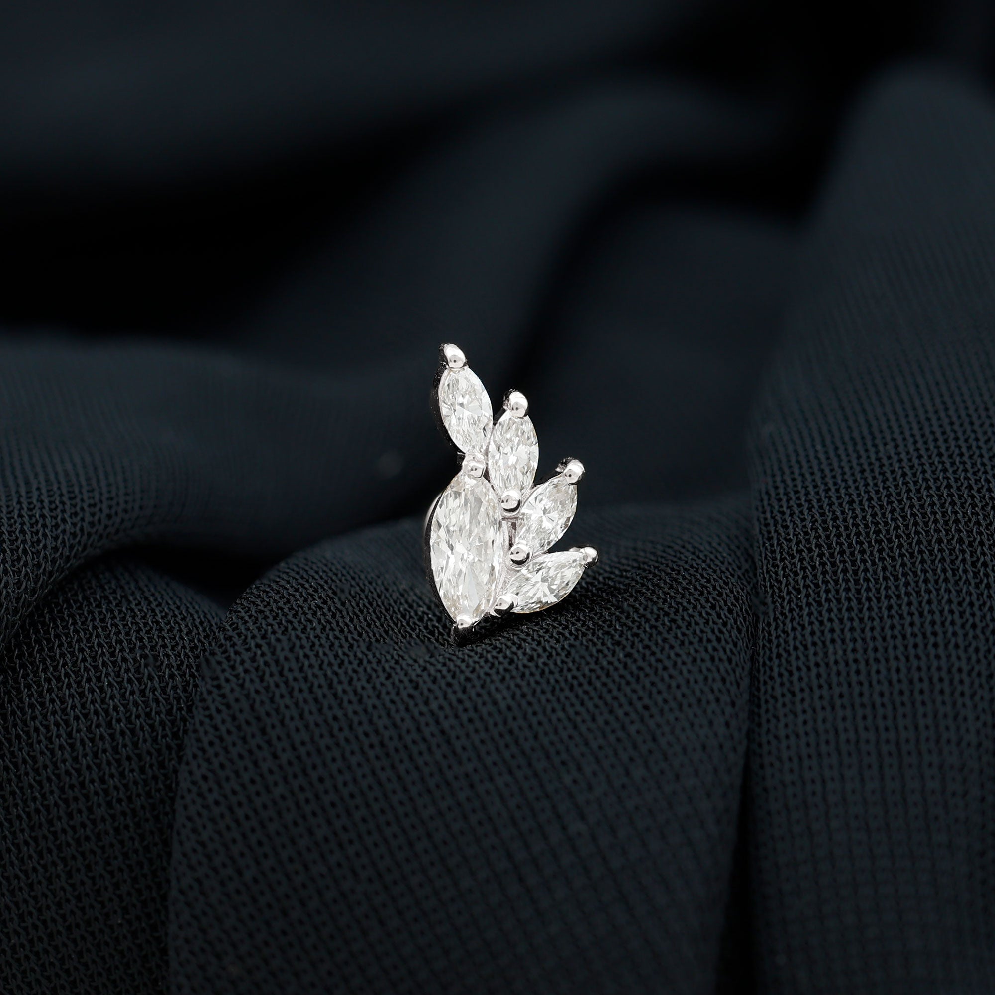 Marquise Diamond Cluster Helix Earring with Flat Back