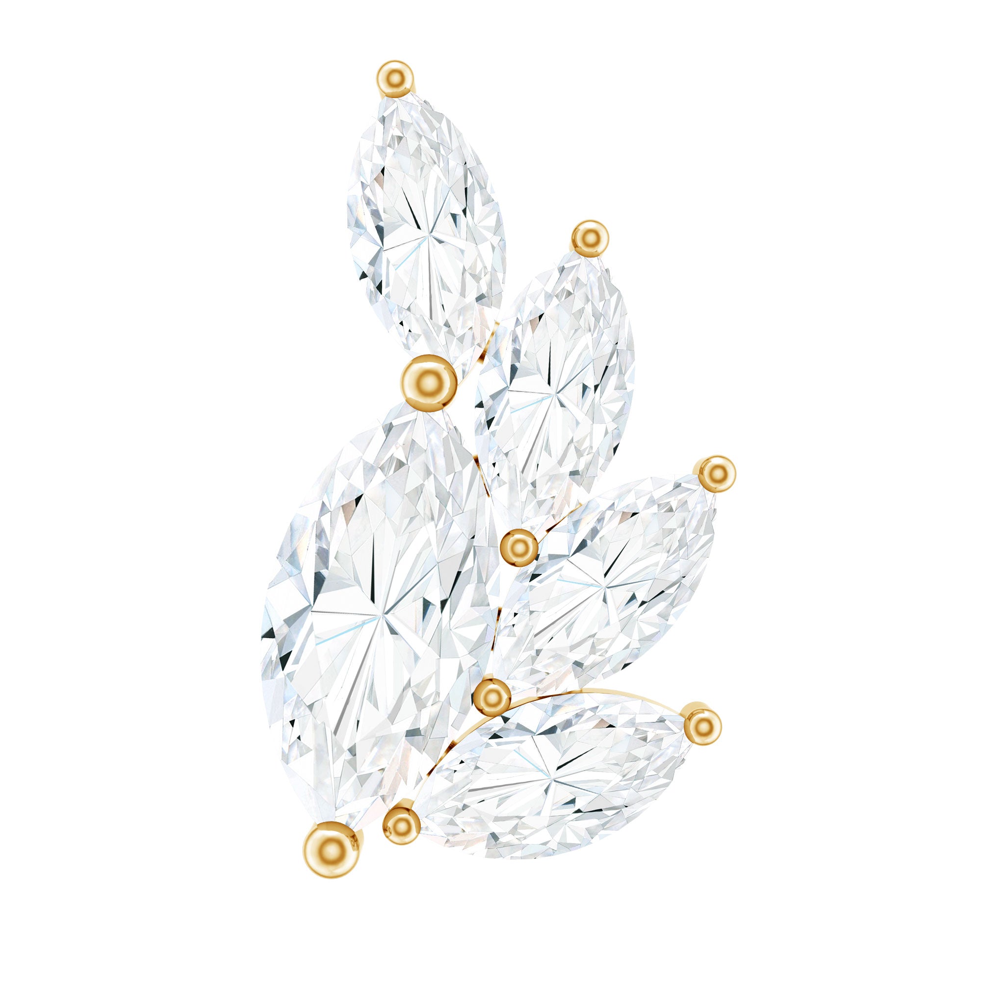 Marquise Diamond Cluster Helix Earring with Flat Back