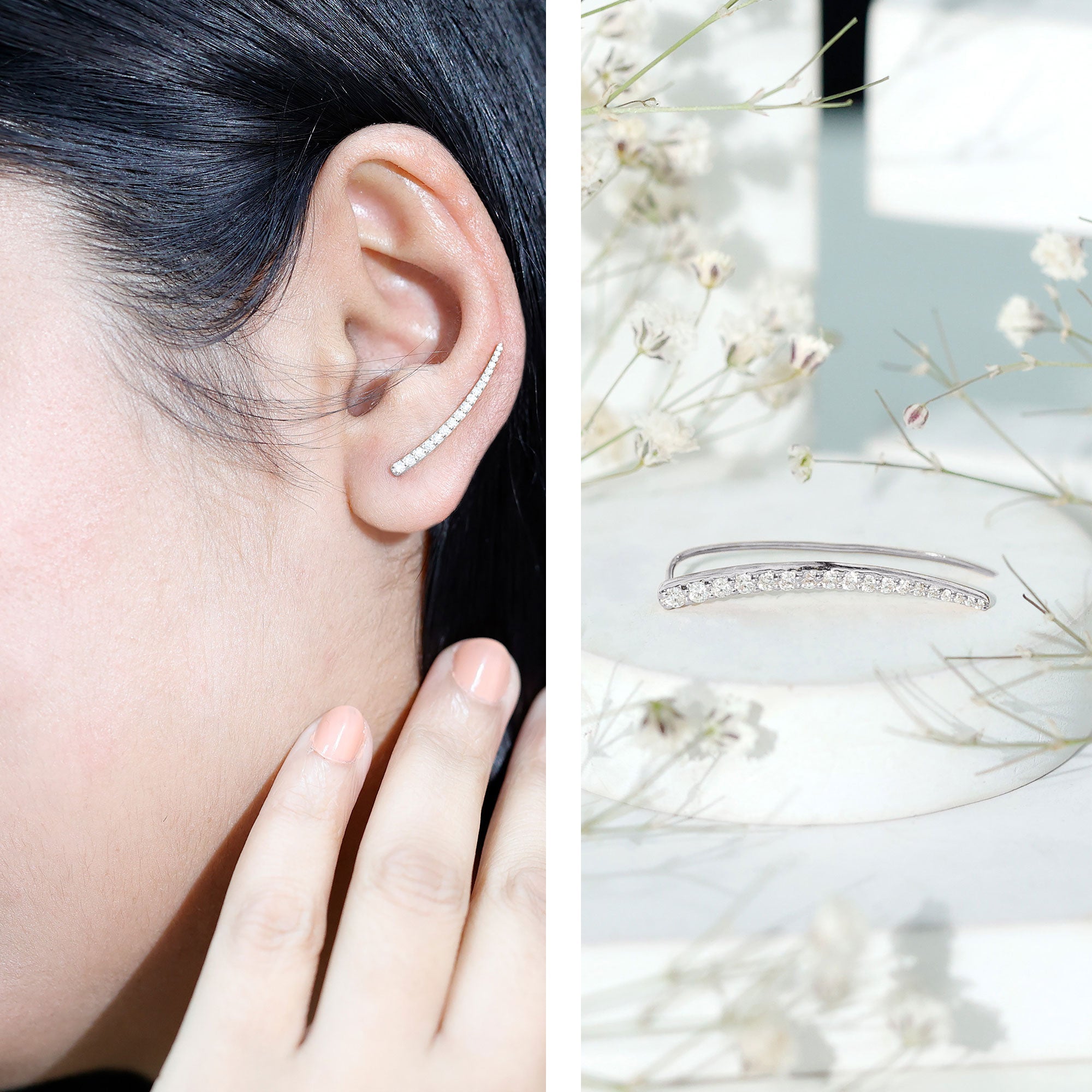 Graduated Style Diamond Climber Helix Earring