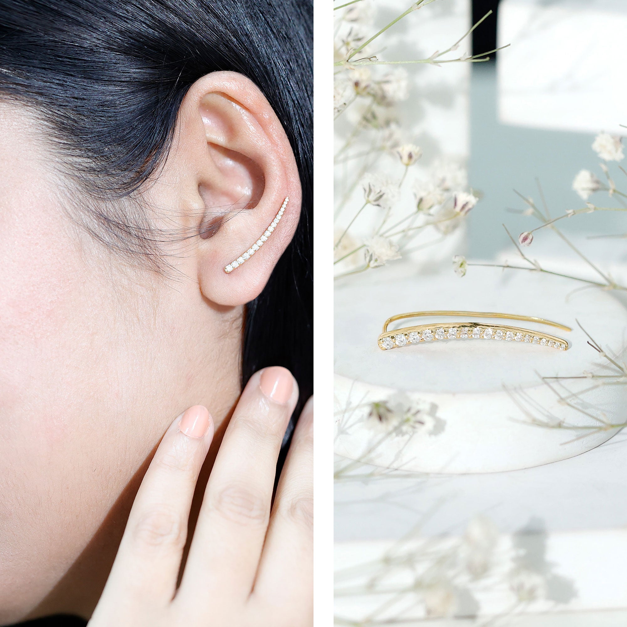 Graduated Style Diamond Climber Helix Earring