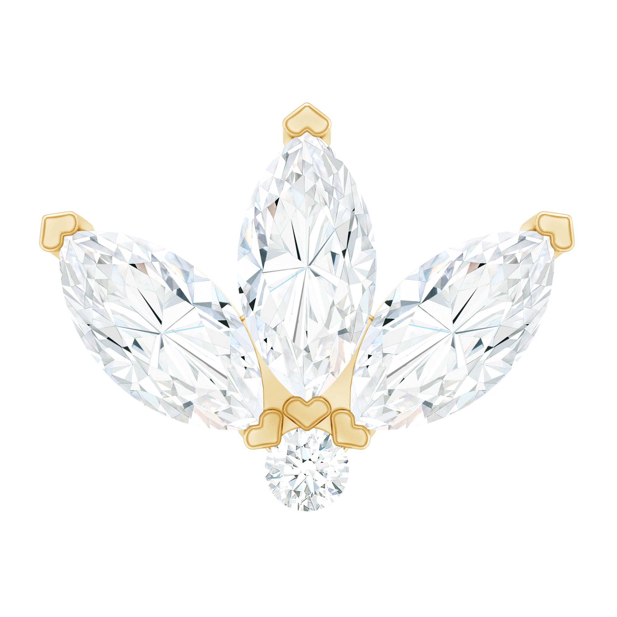 Marquise Cut Diamond Lotus Flower Earring for Cartilage Piercing
