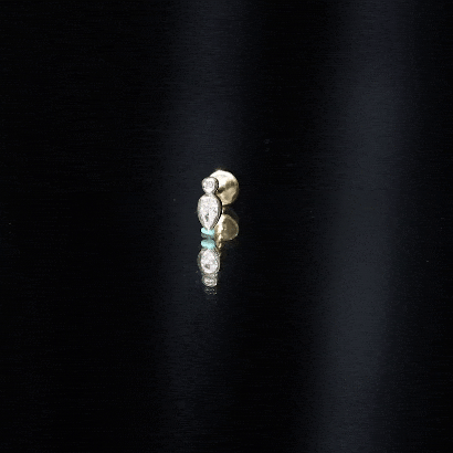 Pear Shape Diamond Two Stone Helix Earring