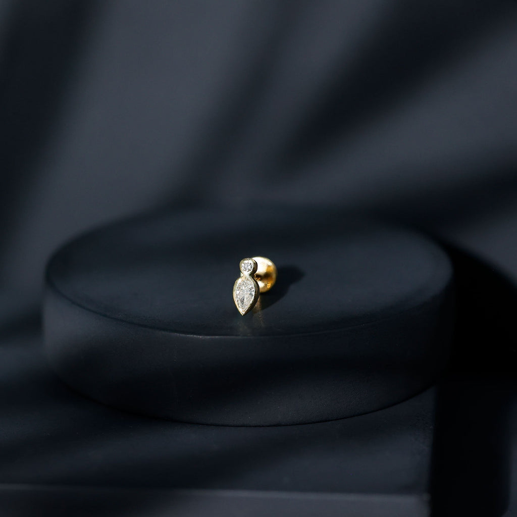 Pear Shape Diamond Two Stone Helix Earring