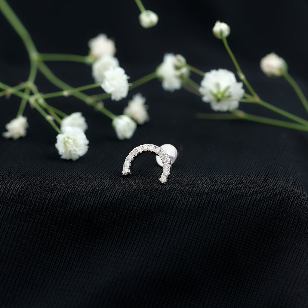 Certified Diamond Half Circle Earring for Piercing