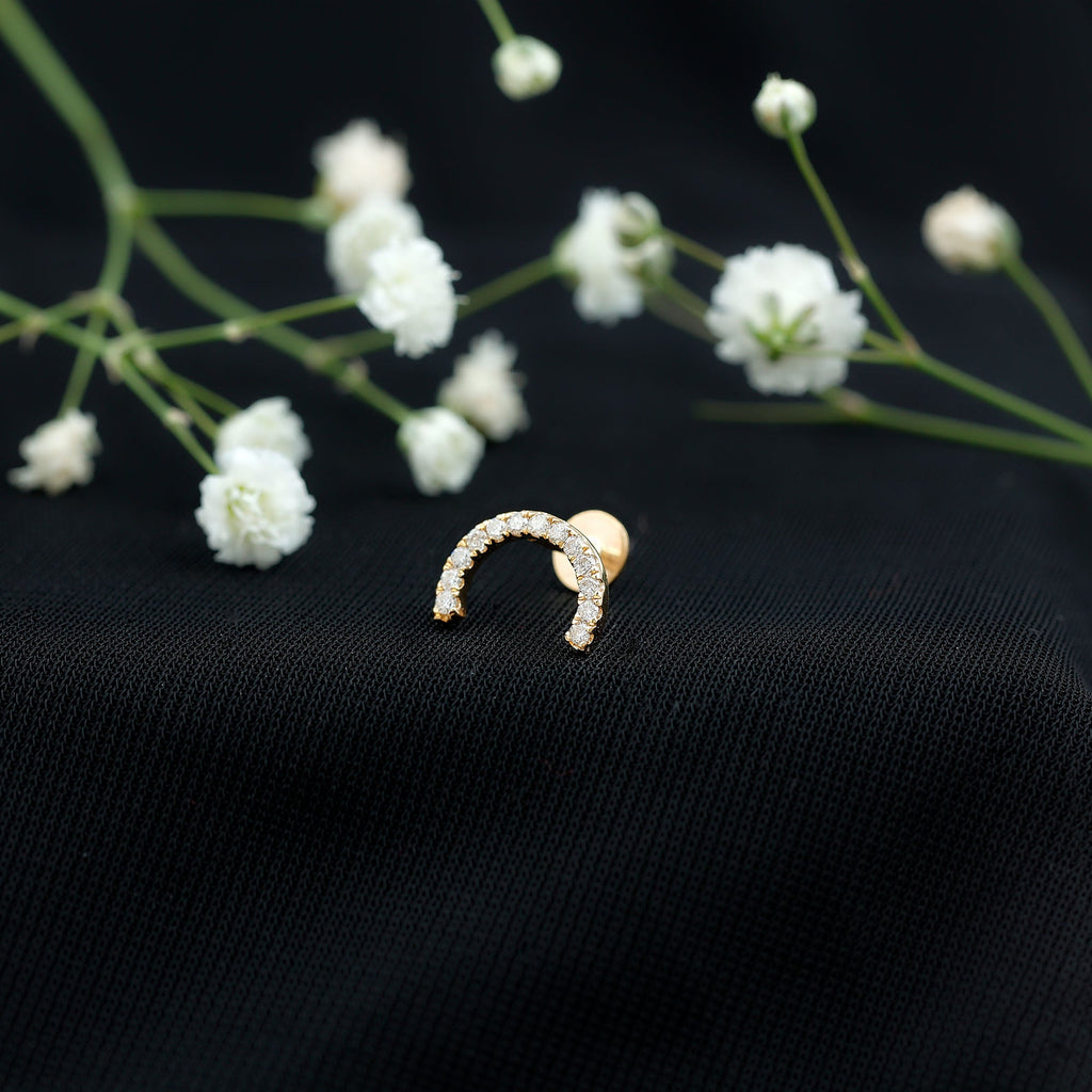 Certified Diamond Half Circle Earring for Piercing